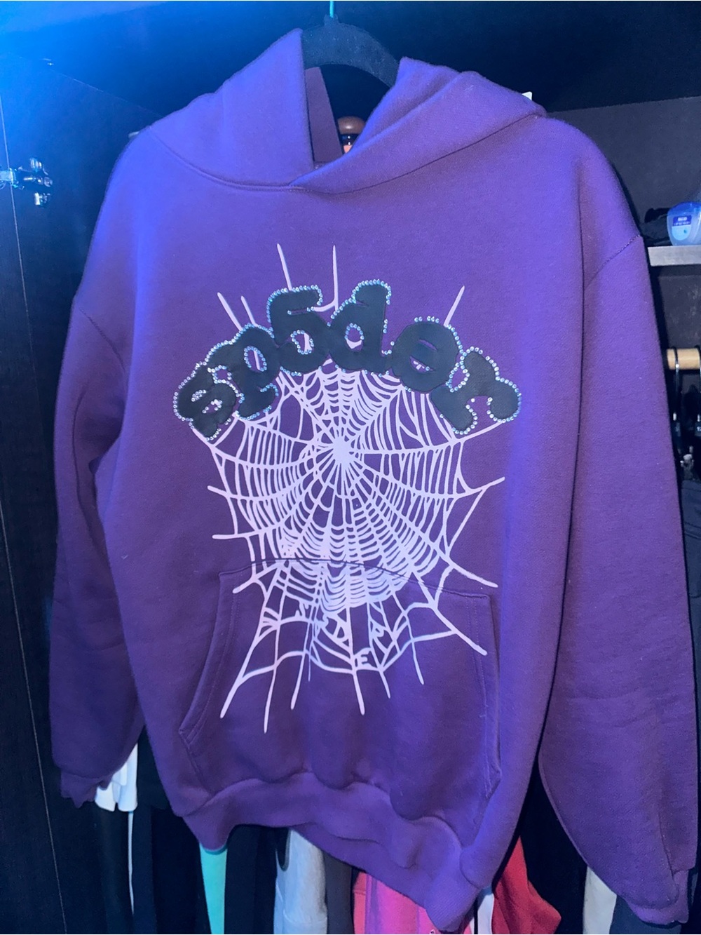 Men's Purple Spiderweb Graphic Hoodie Sweatshirt